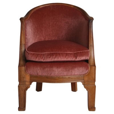 Danish Rosewood Velvet Lounge Chair-WRF-1310214