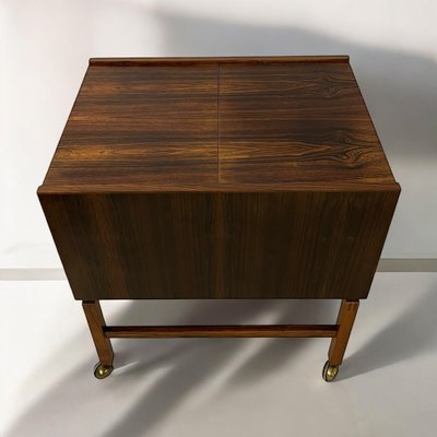 Danish Rosewood Vintage Bar Box Sewing Trolley-DZY-2028115