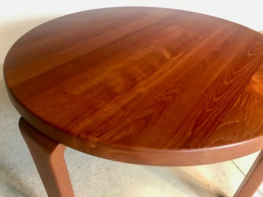 Danish Round Solid Teak Side or Coffee Table by Dyrlund, 1960s-JP-952172