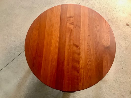 Danish Round Solid Teak Side or Coffee Table by Dyrlund, 1960s-JP-952172