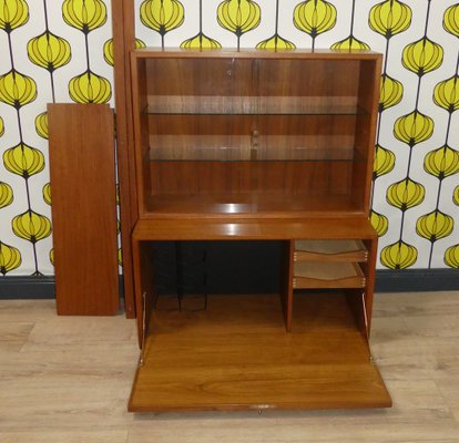 Danish Royal System Teak String Shelf with Showcase and Bar by Poul Cadovius, 1960s, Set of 3-AFE-1723725