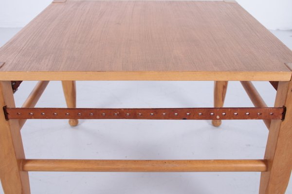 Danish Safari Coffee Table in Oak & Leather by Kaare Klint-EZZ-947322