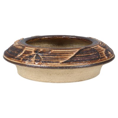 Danish Sculptural Bowl in Brown Stoneware by Haico Nitzsche for Soholm, 1970s-HJB-1281277