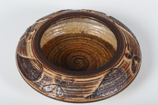 Danish Sculptural Bowl in Brown Stoneware by Haico Nitzsche for Soholm, 1970s-HJB-1281277