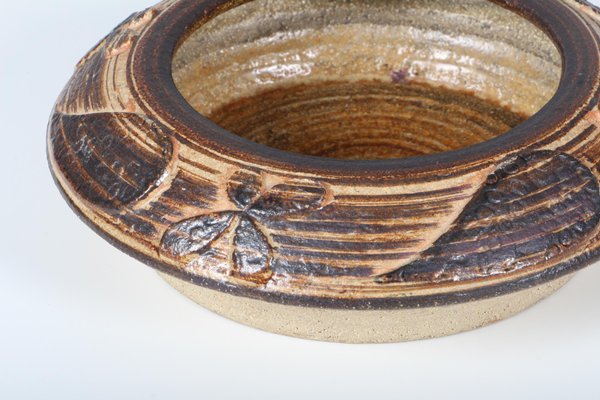 Danish Sculptural Bowl in Brown Stoneware by Haico Nitzsche for Soholm, 1970s-HJB-1281277