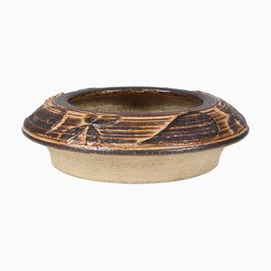 Danish Sculptural Bowl in Brown Stoneware by Haico Nitzsche for Soholm, 1970s-HJB-1281277