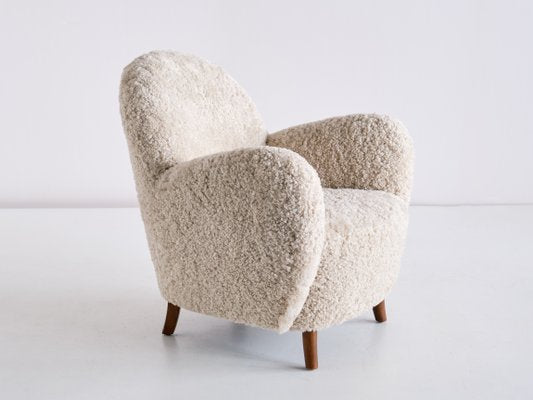 Danish Sheepskin & Beech Armchairs by Thorald Madsen, 1930s, Set of 2-FMT-901183