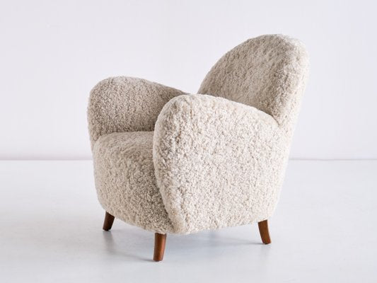 Danish Sheepskin & Beech Armchairs by Thorald Madsen, 1930s, Set of 2-FMT-901183