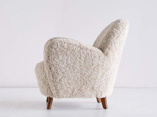 Danish Sheepskin & Beech Armchairs by Thorald Madsen, 1930s, Set of 2-FMT-901183