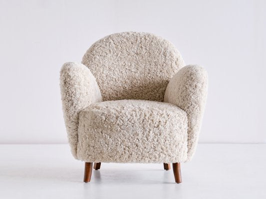 Danish Sheepskin & Beech Armchairs by Thorald Madsen, 1930s, Set of 2-FMT-901183