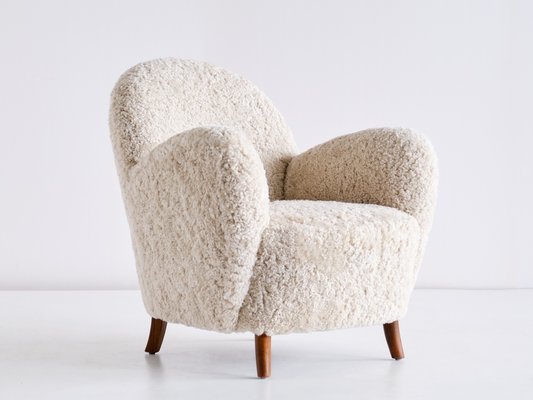 Danish Sheepskin & Beech Armchairs by Thorald Madsen, 1930s, Set of 2-FMT-901183