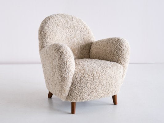 Danish Sheepskin & Beech Armchairs by Thorald Madsen, 1930s, Set of 2-FMT-901183