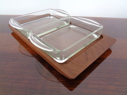 Danish Siam Teak Tray and Glass Bowls from Artiform, Set of 2, 1960s-RDW-848303