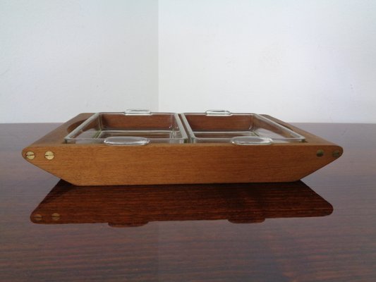 Danish Siam Teak Tray and Glass Bowls from Artiform, Set of 2, 1960s-RDW-848303