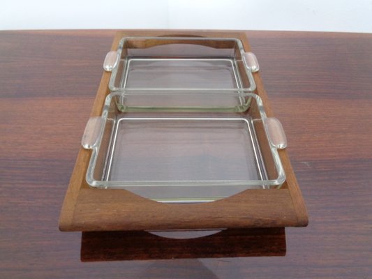 Danish Siam Teak Tray and Glass Bowls from Artiform, Set of 2, 1960s-RDW-848303