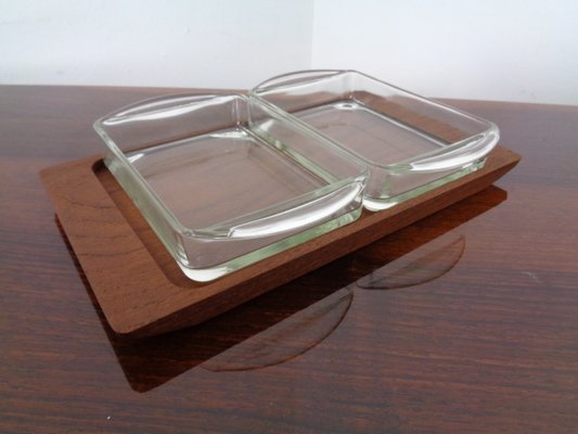 Danish Siam Teak Tray and Glass Bowls from Artiform, Set of 2, 1960s-RDW-848303