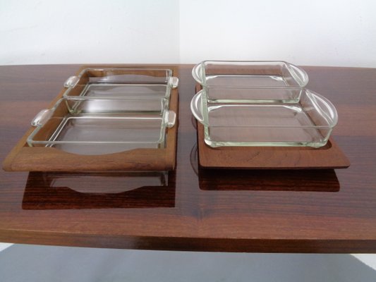 Danish Siam Teak Tray and Glass Bowls from Artiform, Set of 2, 1960s-RDW-848303