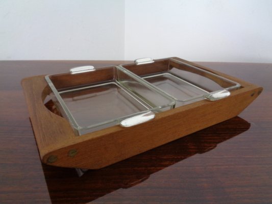 Danish Siam Teak Tray and Glass Bowls from Artiform, Set of 2, 1960s-RDW-848303