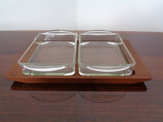 Danish Siam Teak Tray and Glass Bowls from Artiform, Set of 2, 1960s-RDW-848303