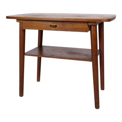 Danish Side Table with Drawer and Shelf in Teak, 1960s-UY-2020825