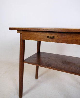 Danish Side Table with Drawer and Shelf in Teak, 1960s-UY-2020825