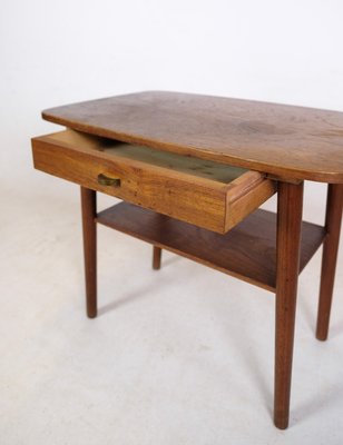 Danish Side Table with Drawer and Shelf in Teak, 1960s-UY-2020825