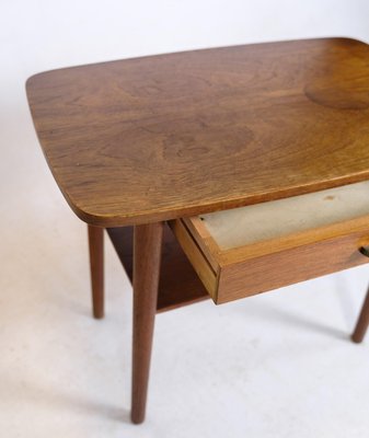 Danish Side Table with Drawer and Shelf in Teak, 1960s-UY-2020825