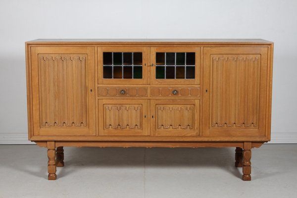 Danish Sideboard in Carved Oak by Henning Kjærnulf, 1970s-QQ-2035770