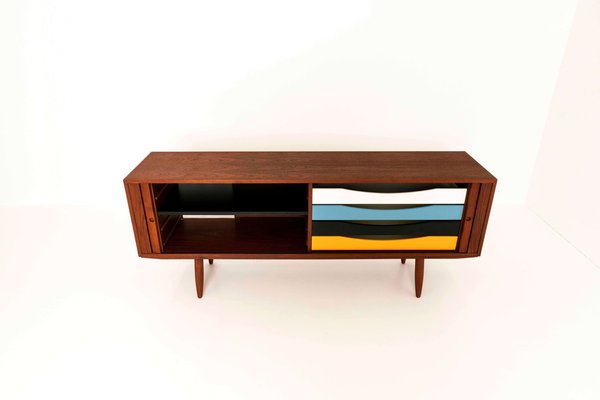 Danish Sideboard in Teak with Colored Drawers by Bruno Hansen-UQV-1185227