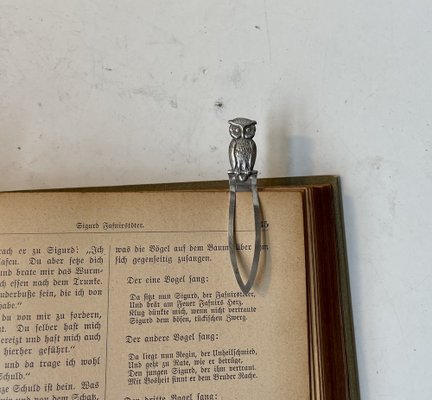 Danish Silver Owl Bookmark by Hugo Grün, 1920s-LCR-1720688