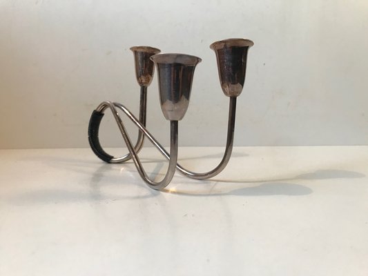 Danish Silver-Plated Candleholder by Carl F. Christiansen, 1950s-LCR-565203