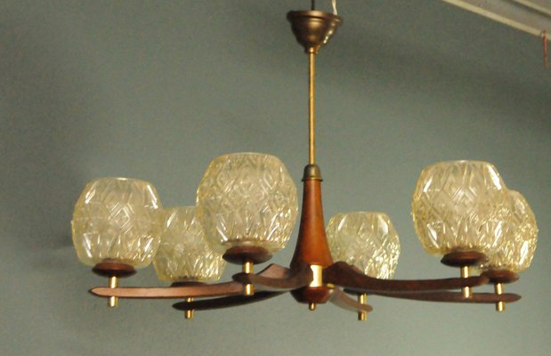 Danish Six-Armed Chandelier, 1960s-KDW-1821294