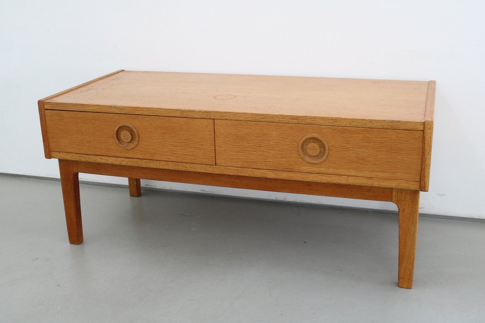 Danish Small Chest of Drawers in Light Oak Lowboard Tv Board Made in Denmark 60s, 1960s