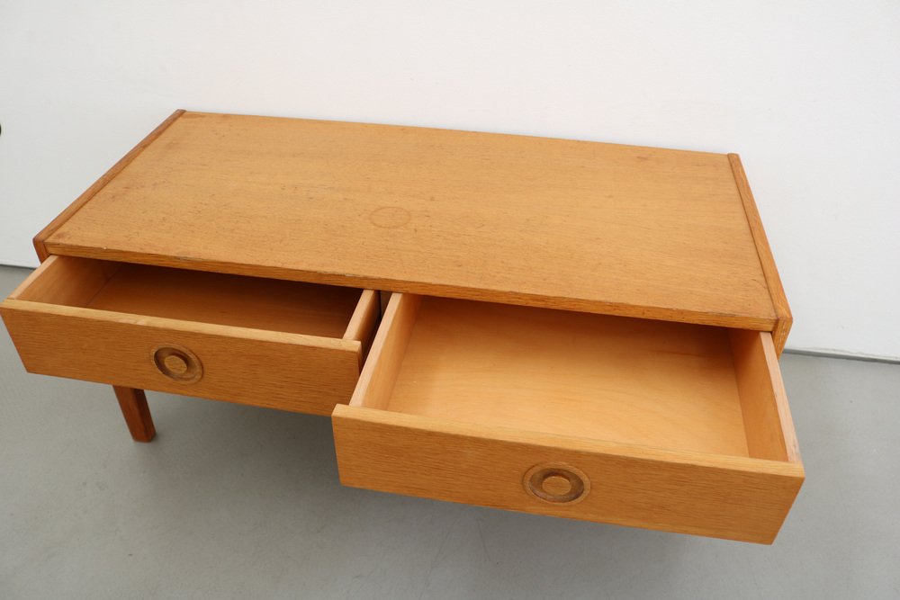 Danish Small Chest of Drawers in Light Oak Lowboard Tv Board Made in Denmark 60s, 1960s