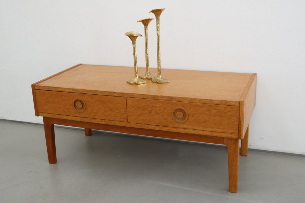 Danish Small Chest of Drawers in Light Oak Lowboard Tv Board Made in Denmark 60s, 1960s