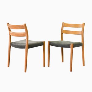 Danish Solid Beech and Gray Velvet Model 84 Dining Chairs by Niels Otto Møller for J.L. Møllers, 1960s, Set of 4-IXC-714286