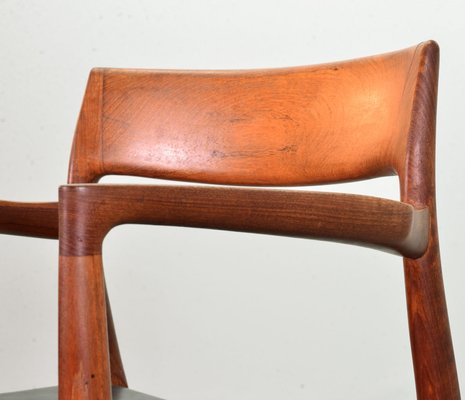 Danish Solid Teak & Black Leather 57 Desk Chair by Niels Otto Moller for J.L. Møllers, 1960s-IXC-866125