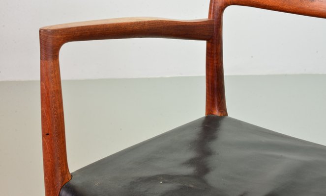 Danish Solid Teak & Black Leather 57 Desk Chair by Niels Otto Moller for J.L. Møllers, 1960s-IXC-866125