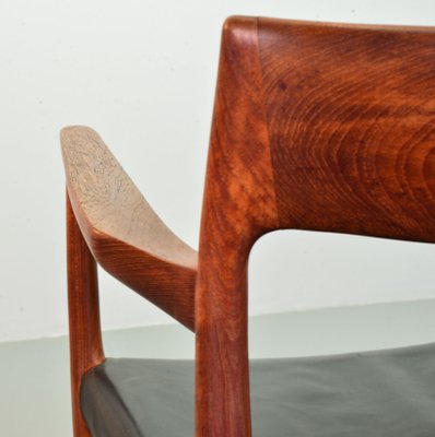 Danish Solid Teak & Black Leather 57 Desk Chair by Niels Otto Moller for J.L. Møllers, 1960s-IXC-866125