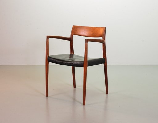 Danish Solid Teak & Black Leather 57 Desk Chair by Niels Otto Moller for J.L. Møllers, 1960s-IXC-866125