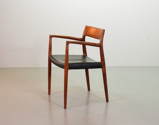 Danish Solid Teak & Black Leather 57 Desk Chair by Niels Otto Moller for J.L. Møllers, 1960s-IXC-866125