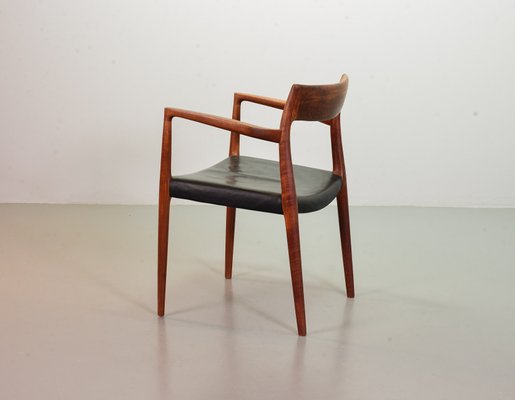 Danish Solid Teak & Black Leather 57 Desk Chair by Niels Otto Moller for J.L. Møllers, 1960s-IXC-866125