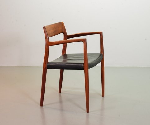 Danish Solid Teak & Black Leather 57 Desk Chair by Niels Otto Moller for J.L. Møllers, 1960s-IXC-866125