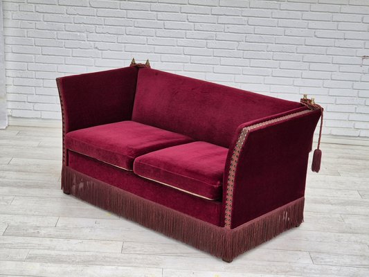 Danish Spanish Style Sofa in Velour with Ash Legs, 1960s-TMW-1821829