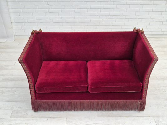 Danish Spanish Style Sofa in Velour with Ash Legs, 1960s-TMW-1821829