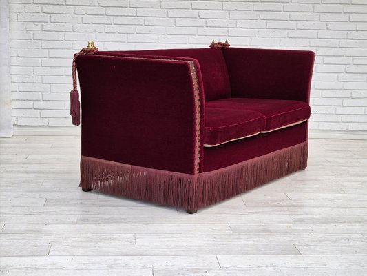 Danish Spanish Style Sofa in Velour with Ash Legs, 1960s-TMW-1821829