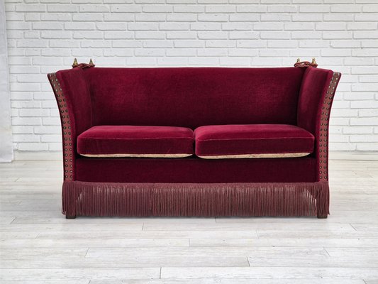 Danish Spanish Style Sofa in Velour with Ash Legs, 1960s-TMW-1821829