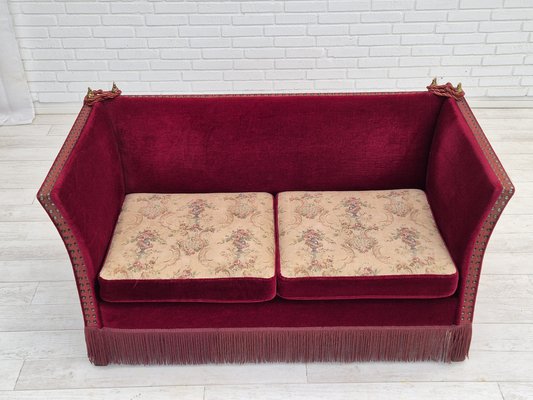 Danish Spanish Style Sofa in Velour with Ash Legs, 1960s-TMW-1821829