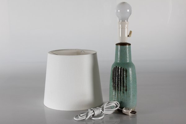 Danish Stoneware Table Lamp in Matte Salt Green Glaze by Eva Stæhr-Nielsen for Saxbo, 1960s-QQ-1725538