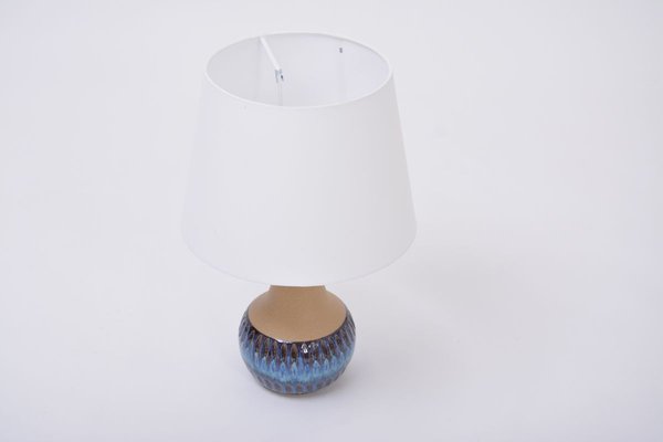 Danish Stoneware Table Lamp with Blue Ceramic Base from Søholm, 1960s-FN-883699